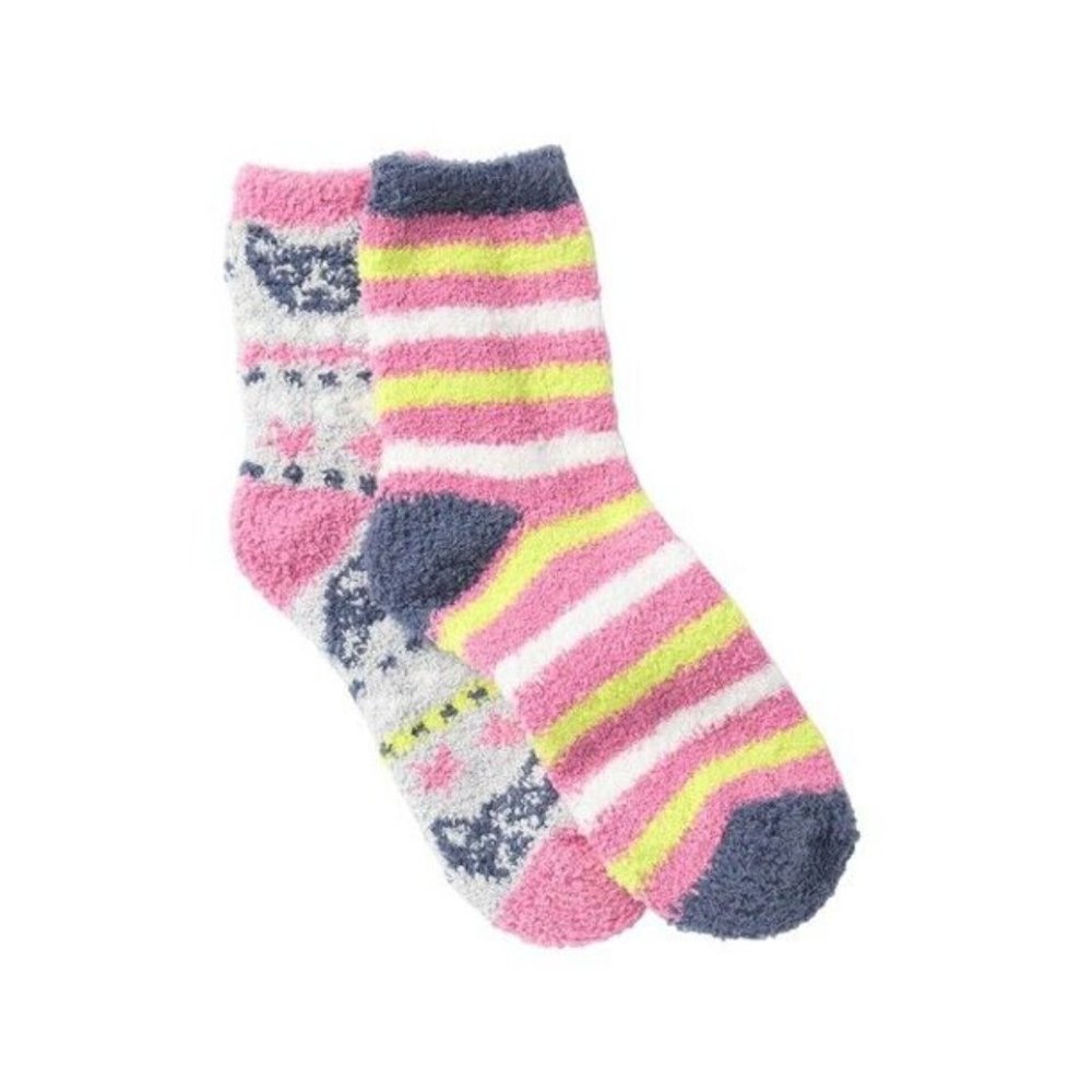 Free Press Frenchie Dog Fairisle/Striped Fuzzy Sock Set